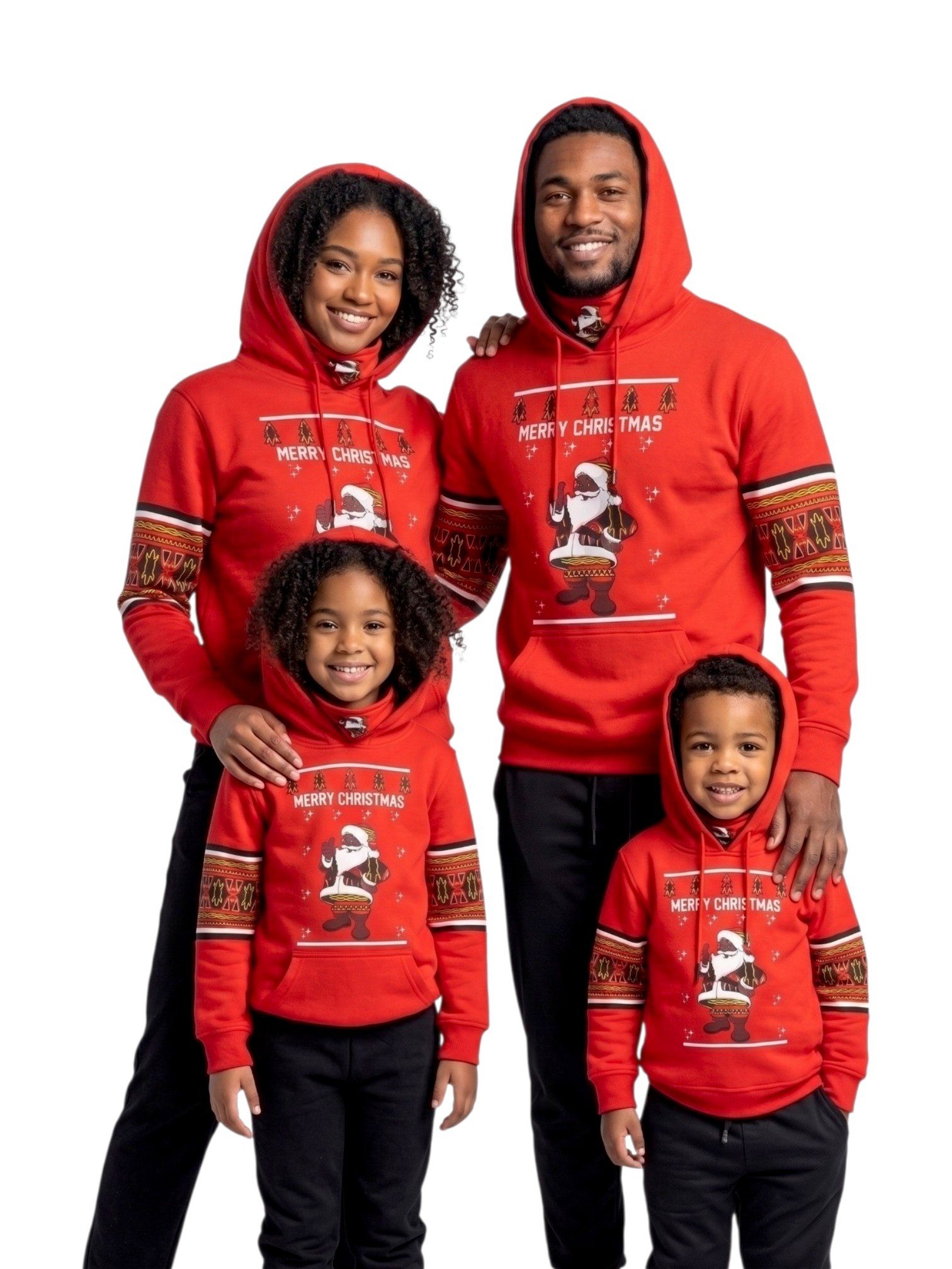 Family wearing matching red Christmas hoodies – Africstyle Fashion